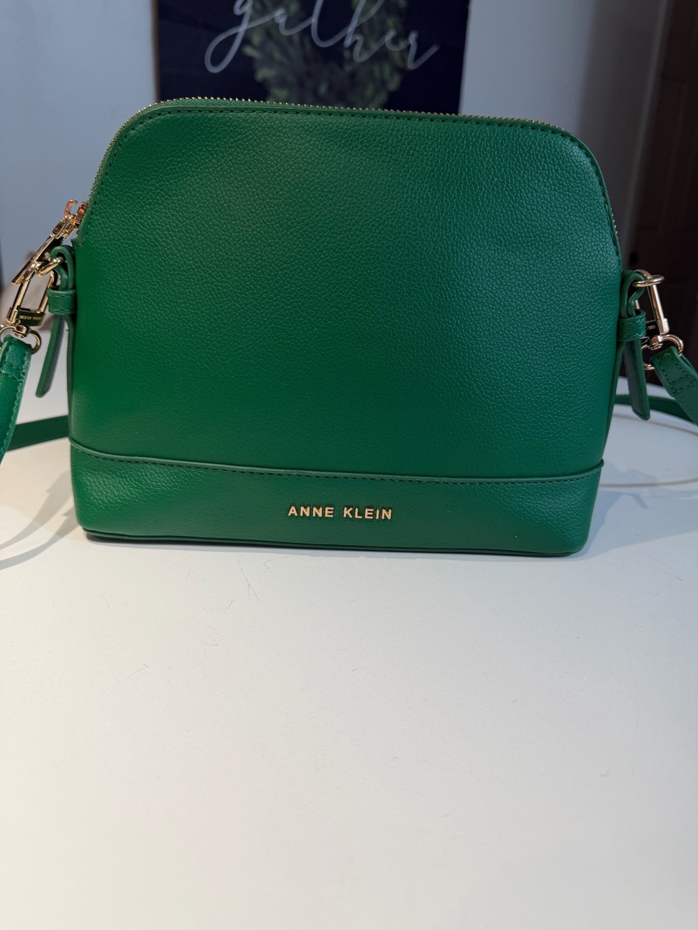 Anne‎ Klein Emerald Green Pebbled Crossbody Bag